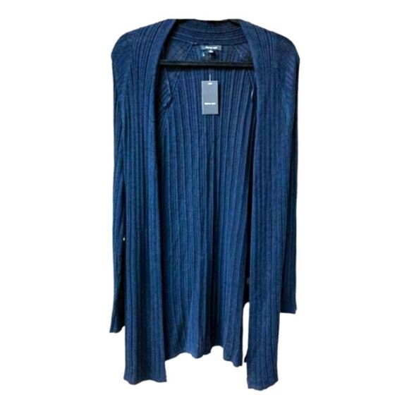 PRICE FIRM!;$36 VERVE AMI Women's Navey Blue Ribbed Design Cardigan - Picture 2 of 12